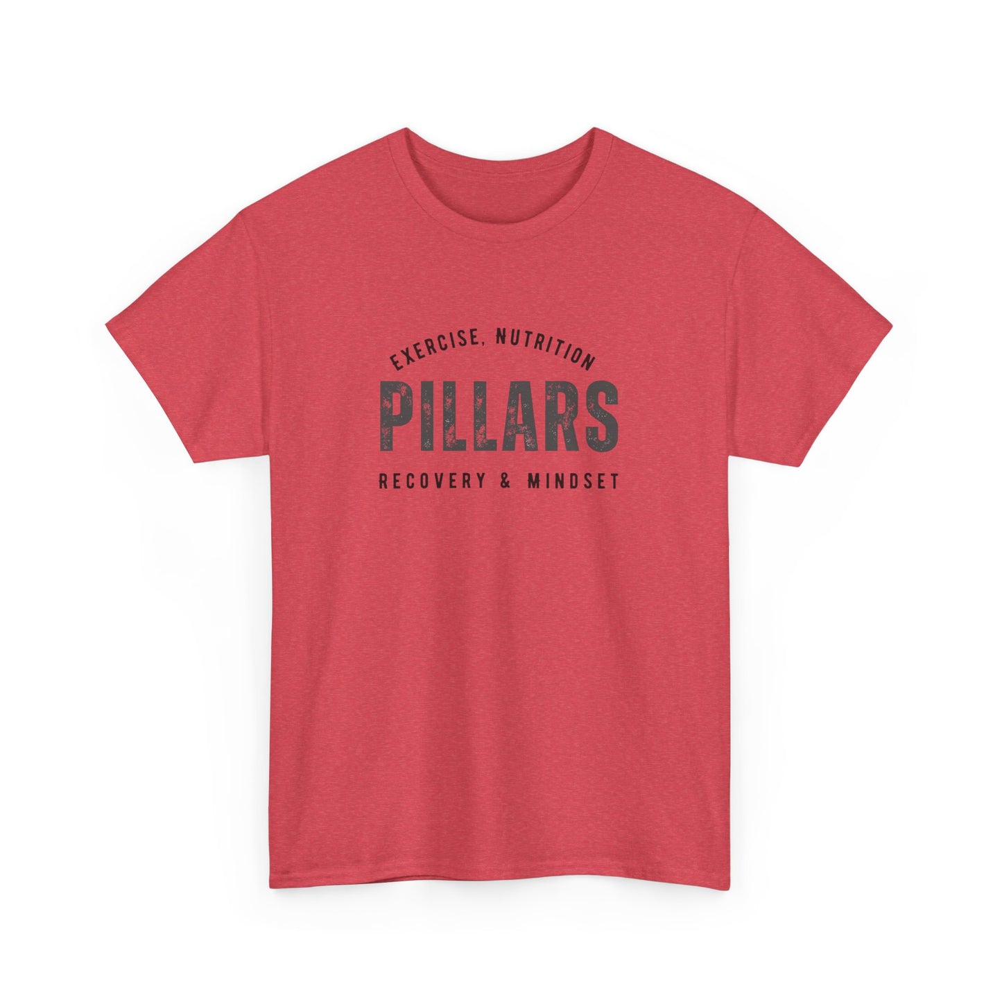 4 Pillars Unisex Heavy Cotton Tee - Exercise, Fitness, Health Motivational Shirt, perfect for gym or casual wear.