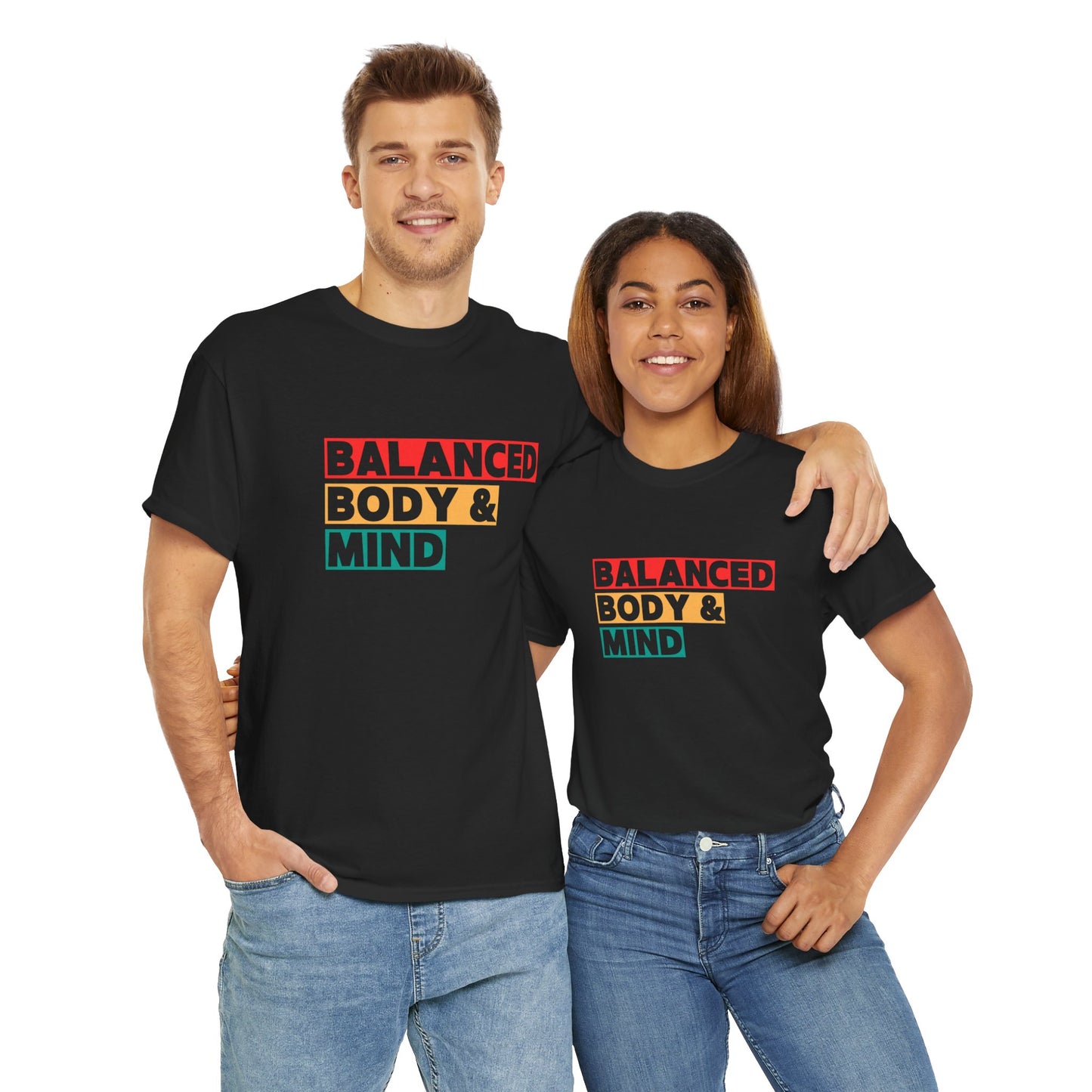 Balanced Body & Mind Unisex Heavy Cotton Tee - Health & Wellness T-Shirt, Retro Style, Fitness Apparel