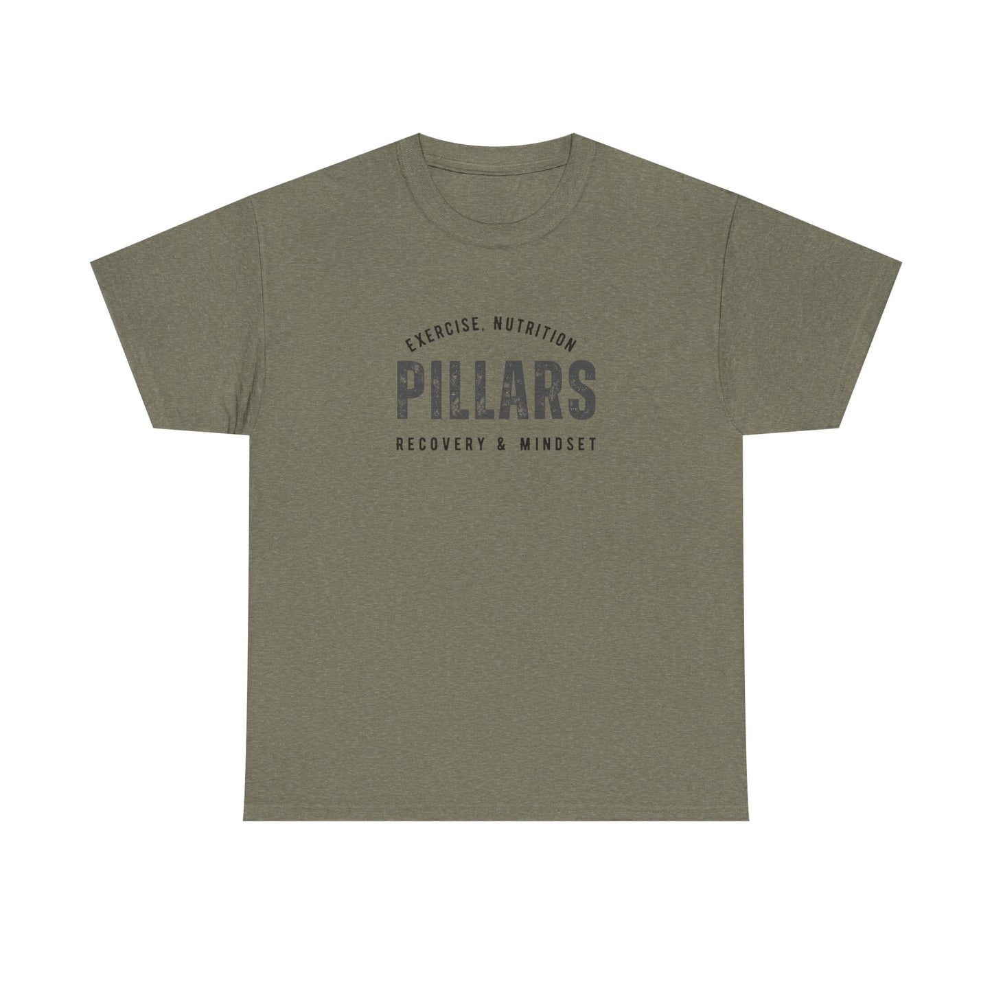 4 Pillars Unisex Heavy Cotton Tee - Exercise, Fitness, Health Motivational Shirt, perfect for gym or casual wear.