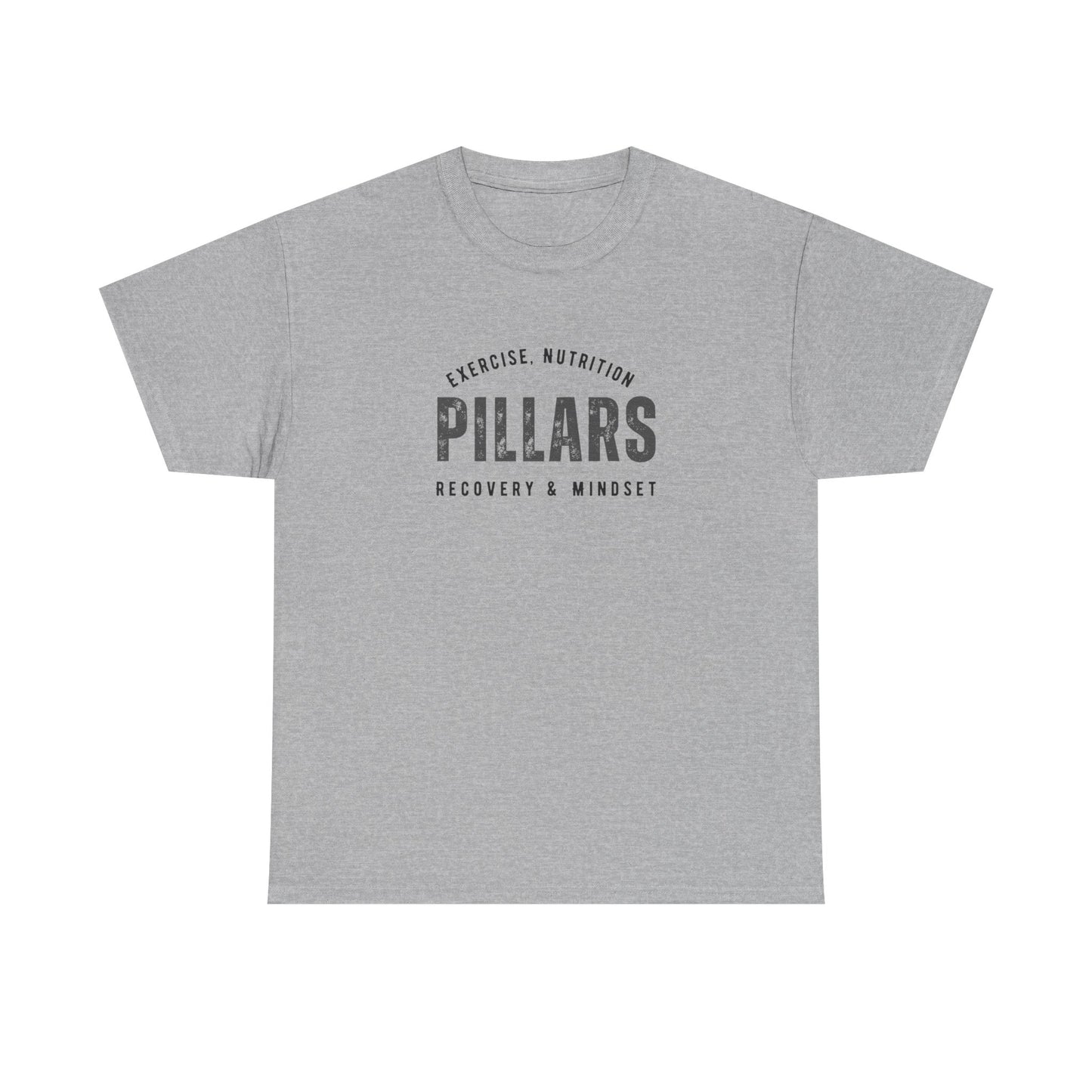 4 Pillars Unisex Heavy Cotton Tee - Exercise, Fitness, Health Motivational Shirt, perfect for gym or casual wear.