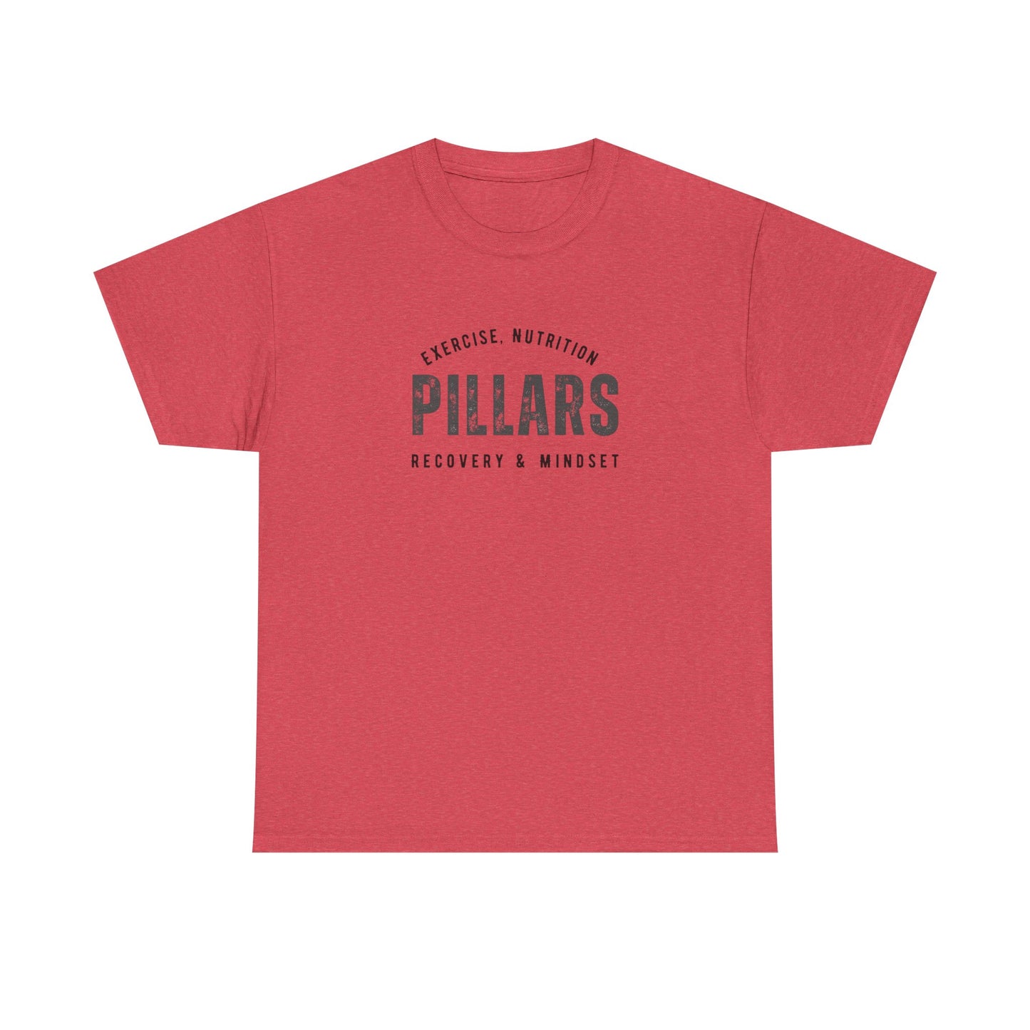 4 Pillars Unisex Heavy Cotton Tee - Exercise, Fitness, Health Motivational Shirt, perfect for gym or casual wear.