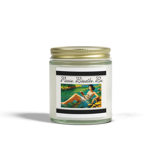 Coconut Apricot Scented Candle - "Pause, Breathe, Be" - 4oz & 9oz