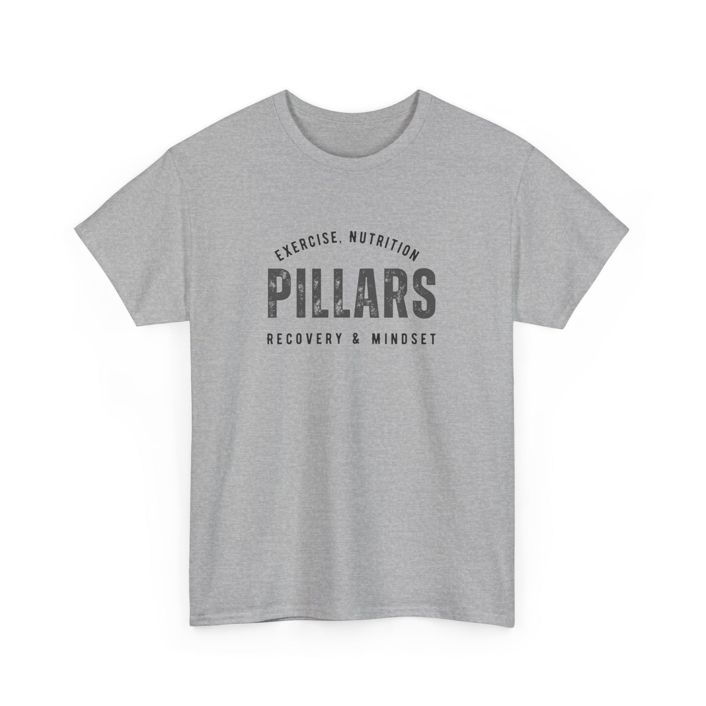 4 Pillars Unisex Heavy Cotton Tee - Exercise, Fitness, Health Motivational Shirt, perfect for gym or casual wear.