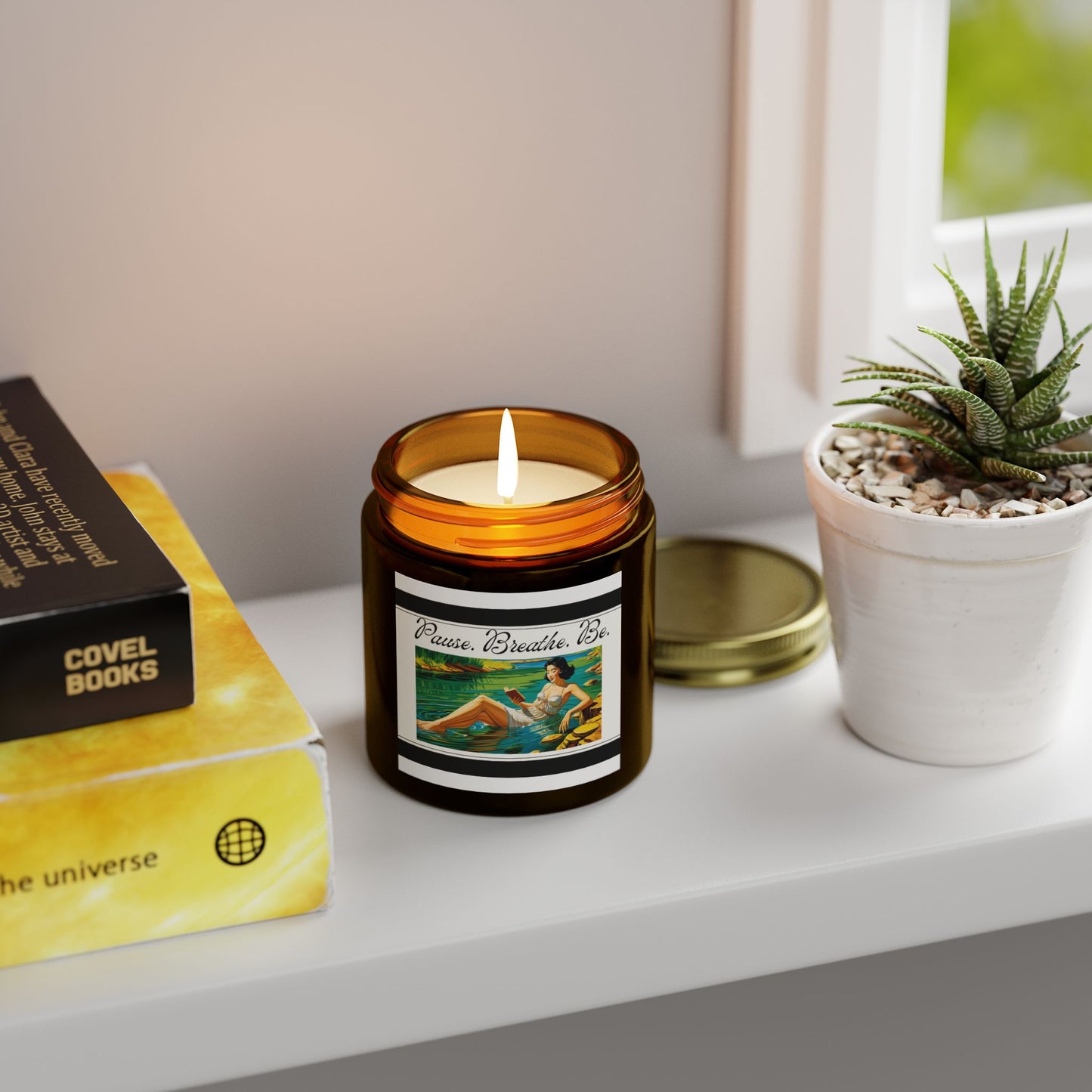 Coconut Apricot Scented Candle - "Pause, Breathe, Be" - 4oz & 9oz