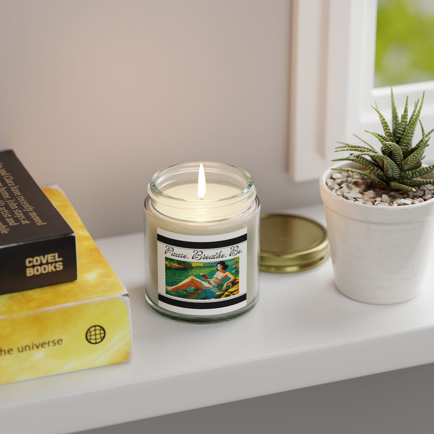 Coconut Apricot Scented Candle - "Pause, Breathe, Be" - 4oz & 9oz