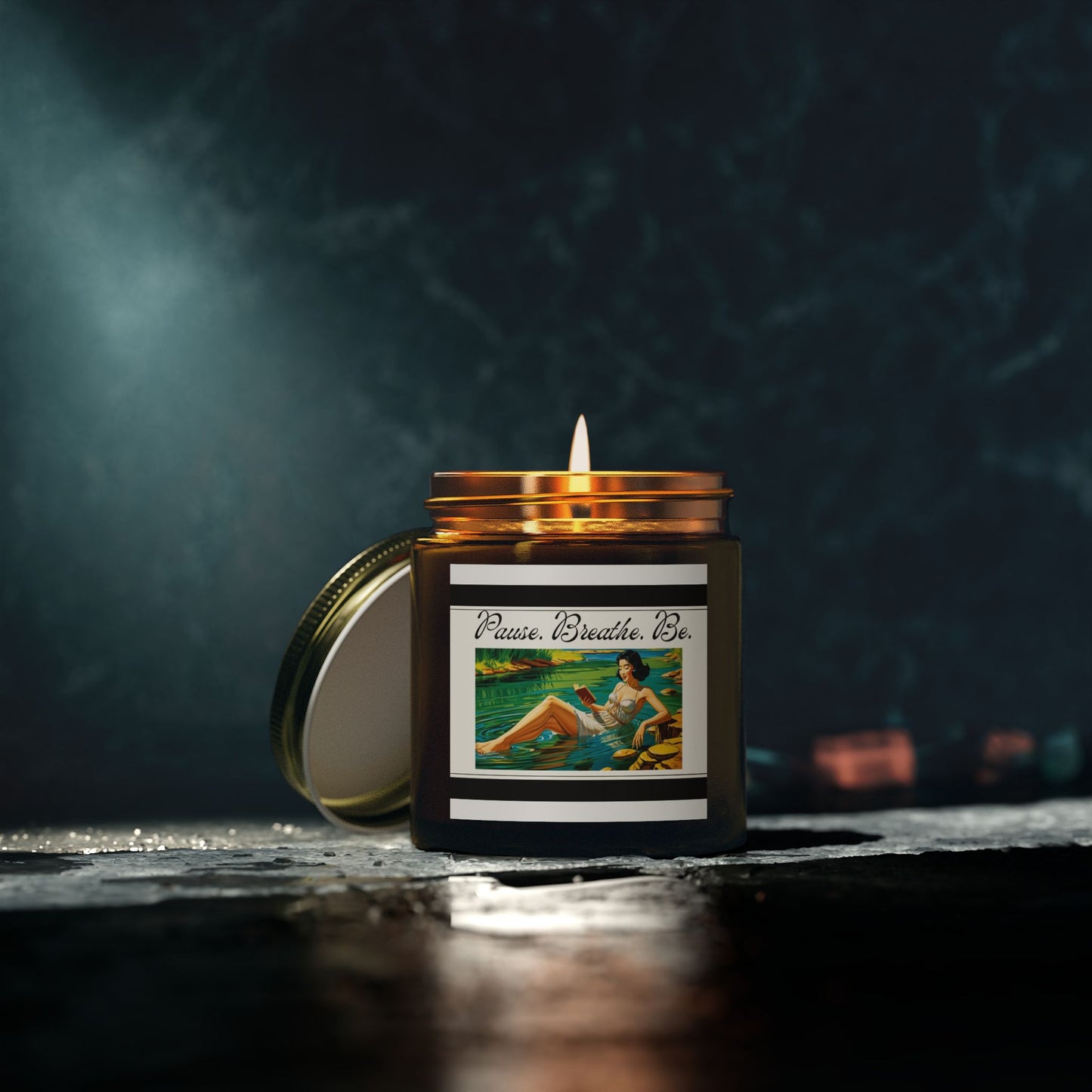 Coconut Apricot Scented Candle - "Pause, Breathe, Be" - 4oz & 9oz